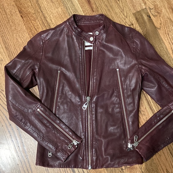 Doma Jackets & Blazers - DOMA Biker Real Lamb Nappa Leather Jacket XS - Burgundy/Oxblood